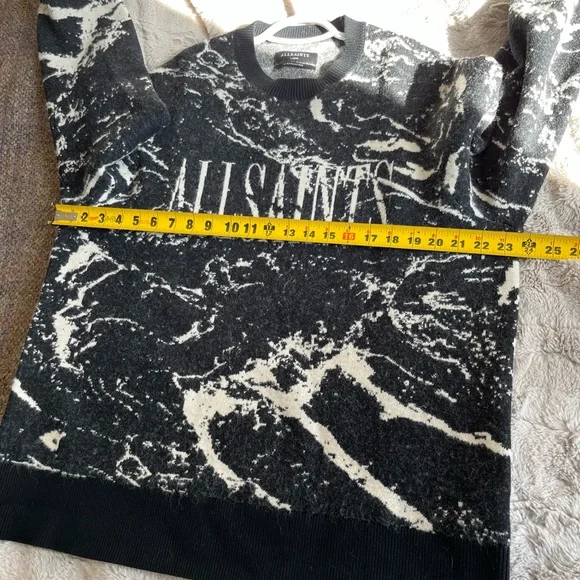 All Saints Monochrome Marble Crewneck Sweater - Picture 6 of 6